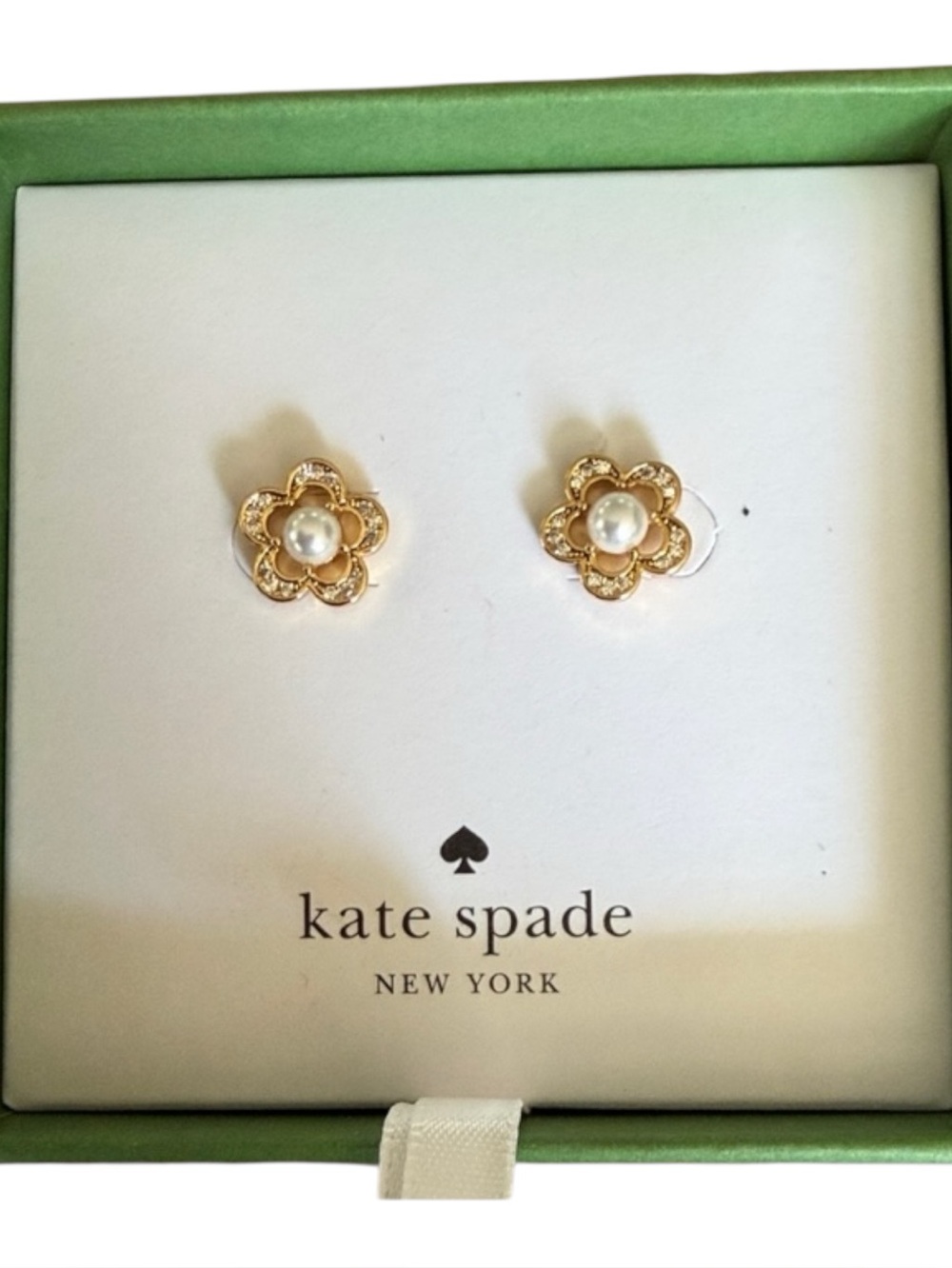 kate spade NWT gold-tone pearl flower stud earrings